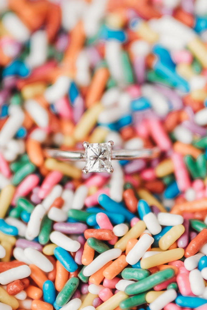 Engagement ring in sprinkles