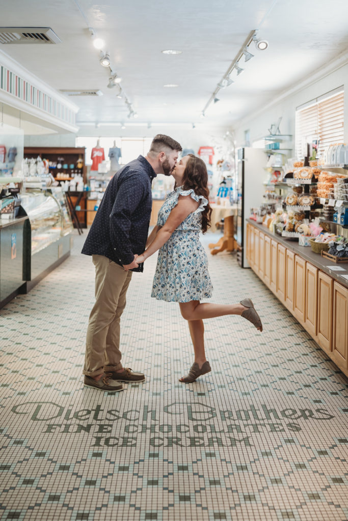 Engagement photo at Dietsch Brothers in Findlay, Ohio.